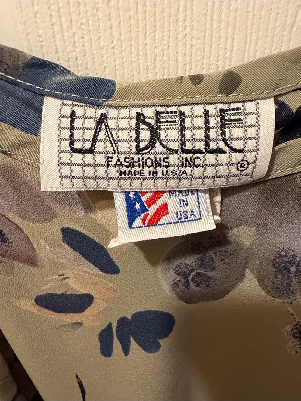 La Belle Olive Maxi Dress with Blue and Gray Floral Print - Picture 6 of 6